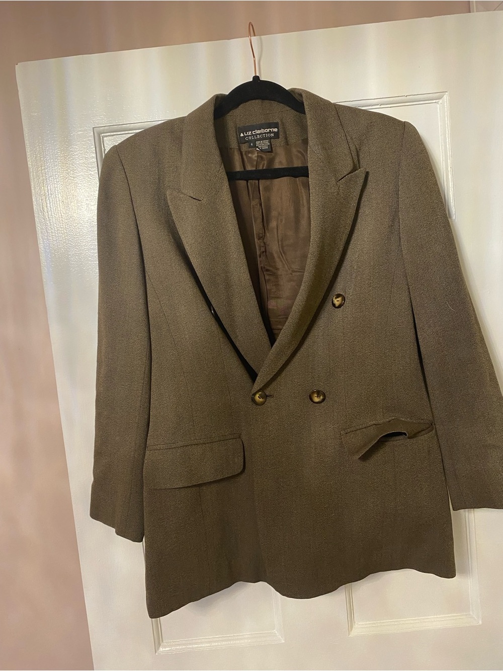 Liz Claiborne Double-Breasted Olive Brown Vintage Blazer